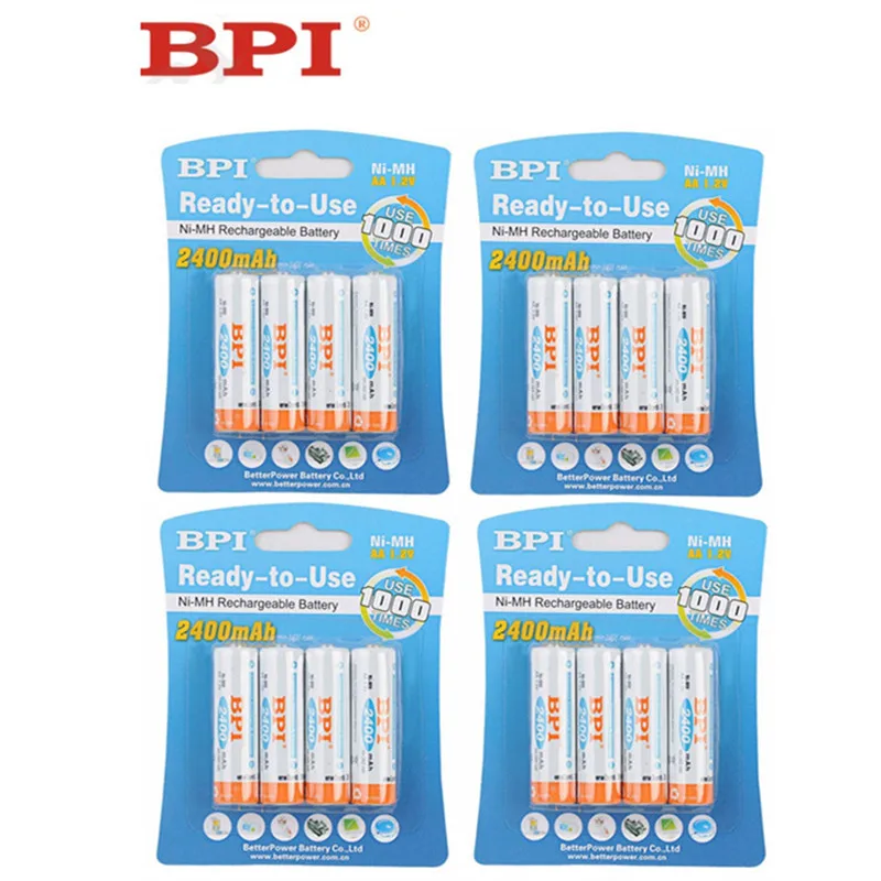 16 шт. 100% оригинальный перезаряжаемый никель металлогидридный аккумулятор BPI 2400