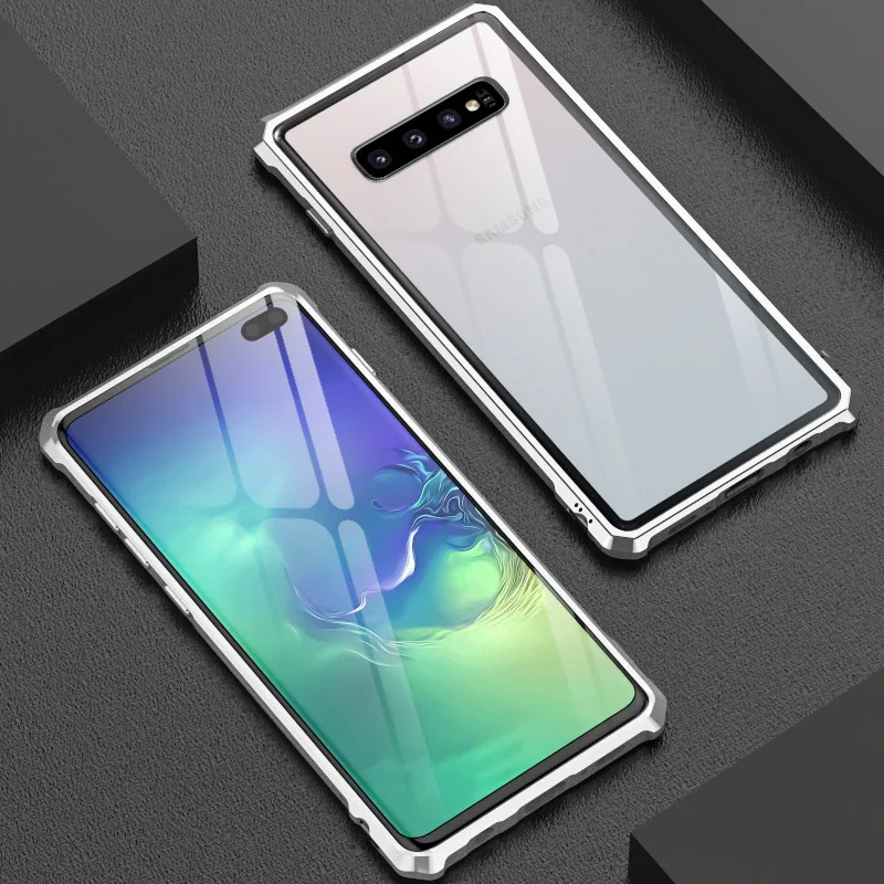 Роскошный металлический бампер, чехол для samsung Galaxy S10 Plus S10E чехол, стеклянная задняя крышка для samsung S10 Plus чехол s Armor S10Plus E