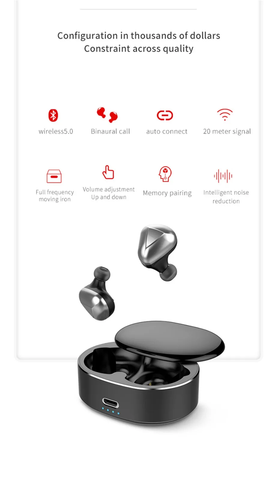 Kinganda 2019 Мини Близнецы истинные Беспроводные спортивные наушники Bluetooth в ухо
