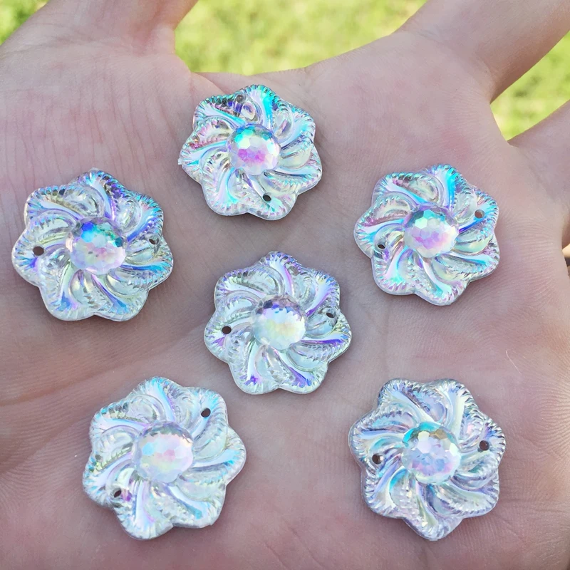 Прозрачные Акриловые стразы с цветочным дизайном AB 12 шт. для творчества