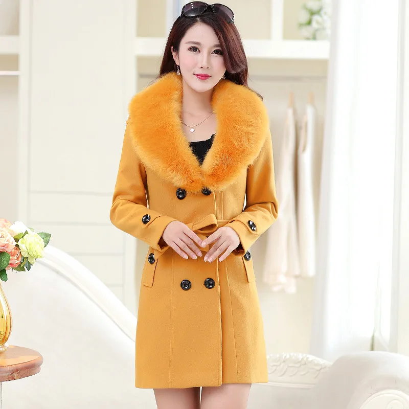 Женские пальто осень-зима двубортные с длинными рукавами двухсторонняя