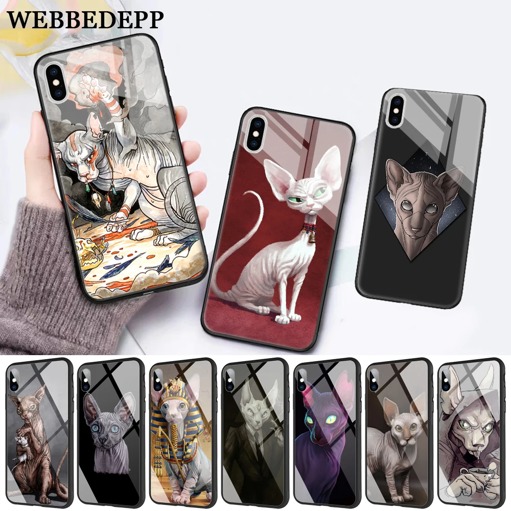 Татуировка сфинкс Cat стекло чехол для телефона Apple iPhone 11 Pro X XS Max 6 6S 7 8 плюс 5 5S