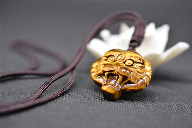 Ожерелье с подвеской из натурального тигрового глаза кулон нефрита ожерелье