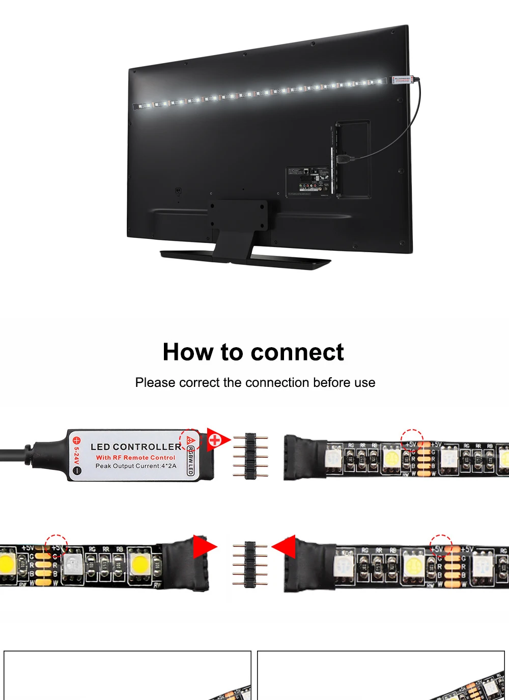 USB светодиодный фонарь 5050 RGBW RGBWW с контроллером, гибкая подсветка для ТВ фона, смещение освещения 50 см 1 м 2 м 3 м 4 м 5 м