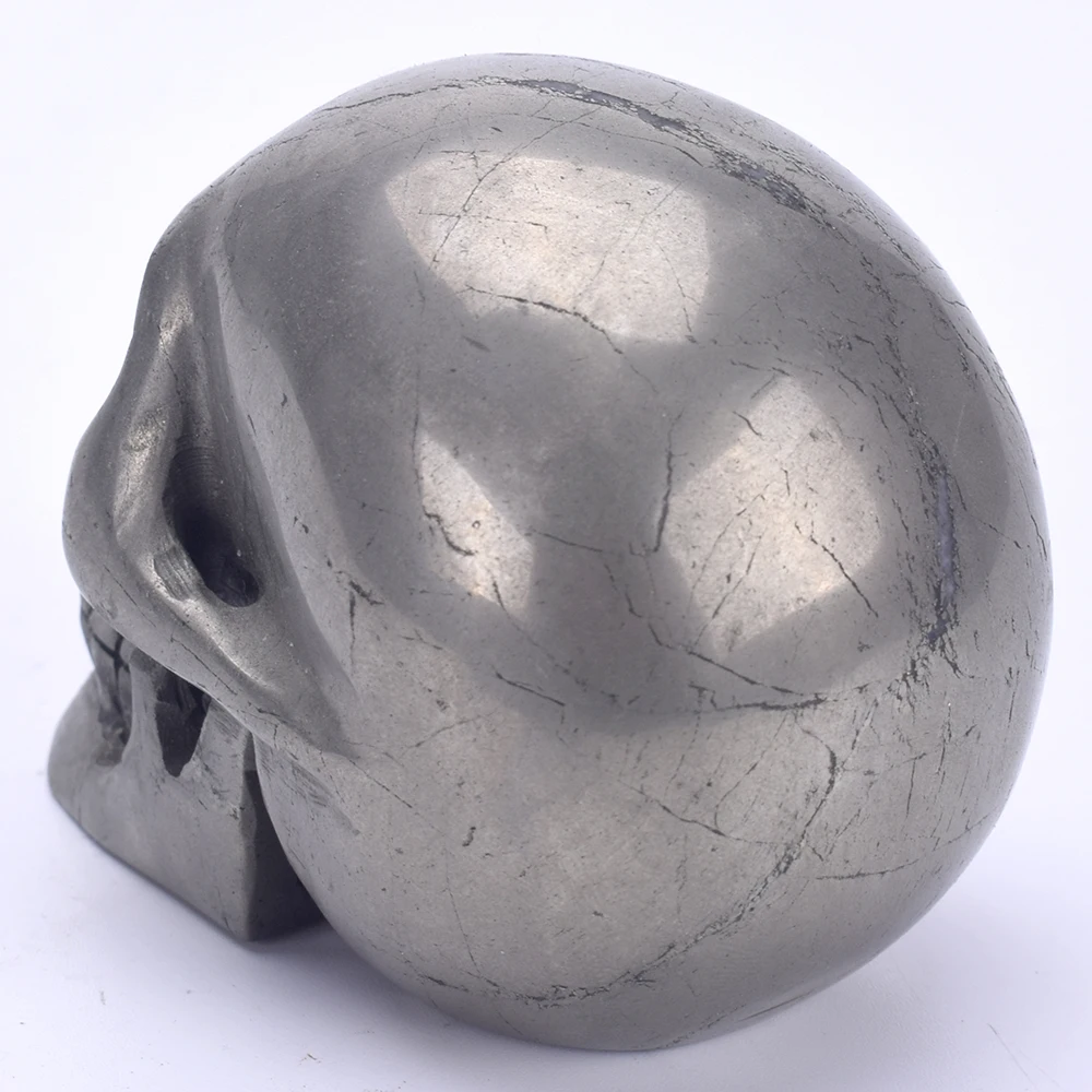 3 ''Хрустальная Статуэтка-Череп натуральный Пирит камень резной кристалл