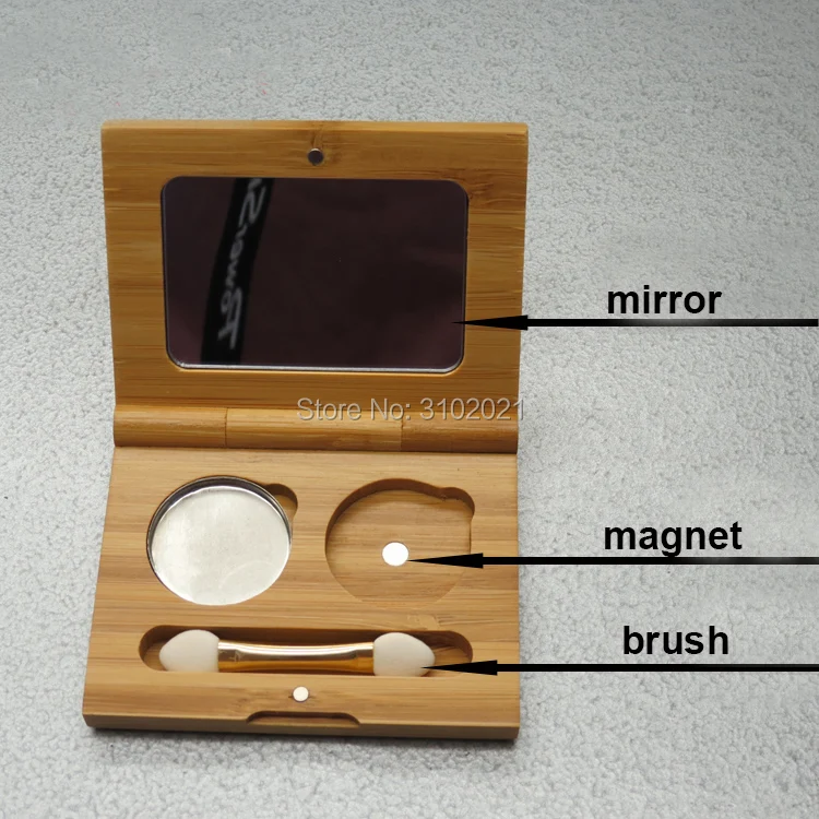 20 шт./лот пустые 27 мм макияж Бамбуковые Тени для век чехол с 2 железными кастрюлями