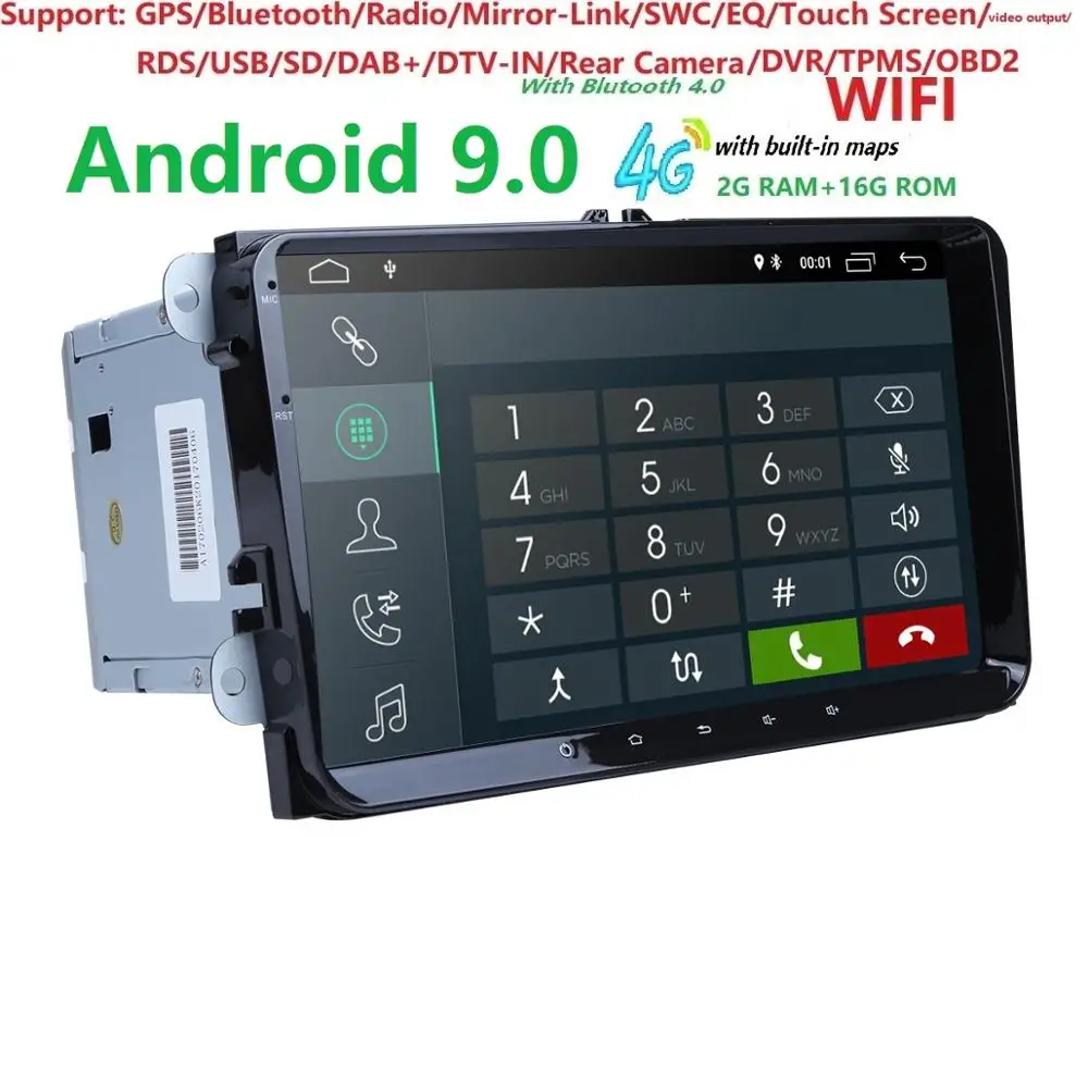Hizpo Автомобильный мультимедийный плеер Android 9,0 gps 2 Din для VW/Golf/Tiguan/Skoda/Fabia/Rapid/Seat/Leon/Skoda canbus navi automotivo fm