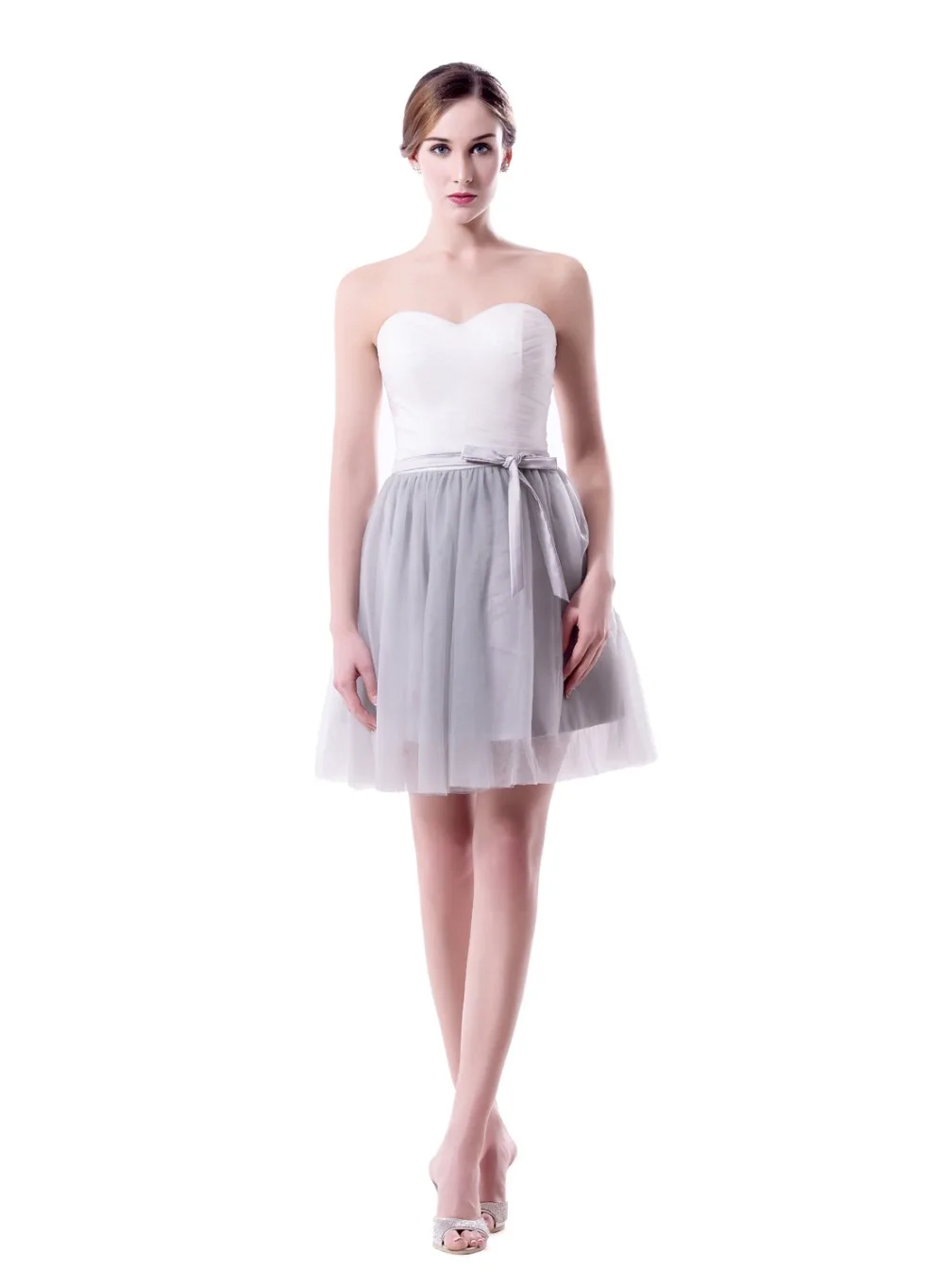 Sweetheart Short Tulle Bridesmaid Dress Appliques Zipper Back A Line Tull 2019 Wedding Party robe demoiselle d'h | Свадьбы и