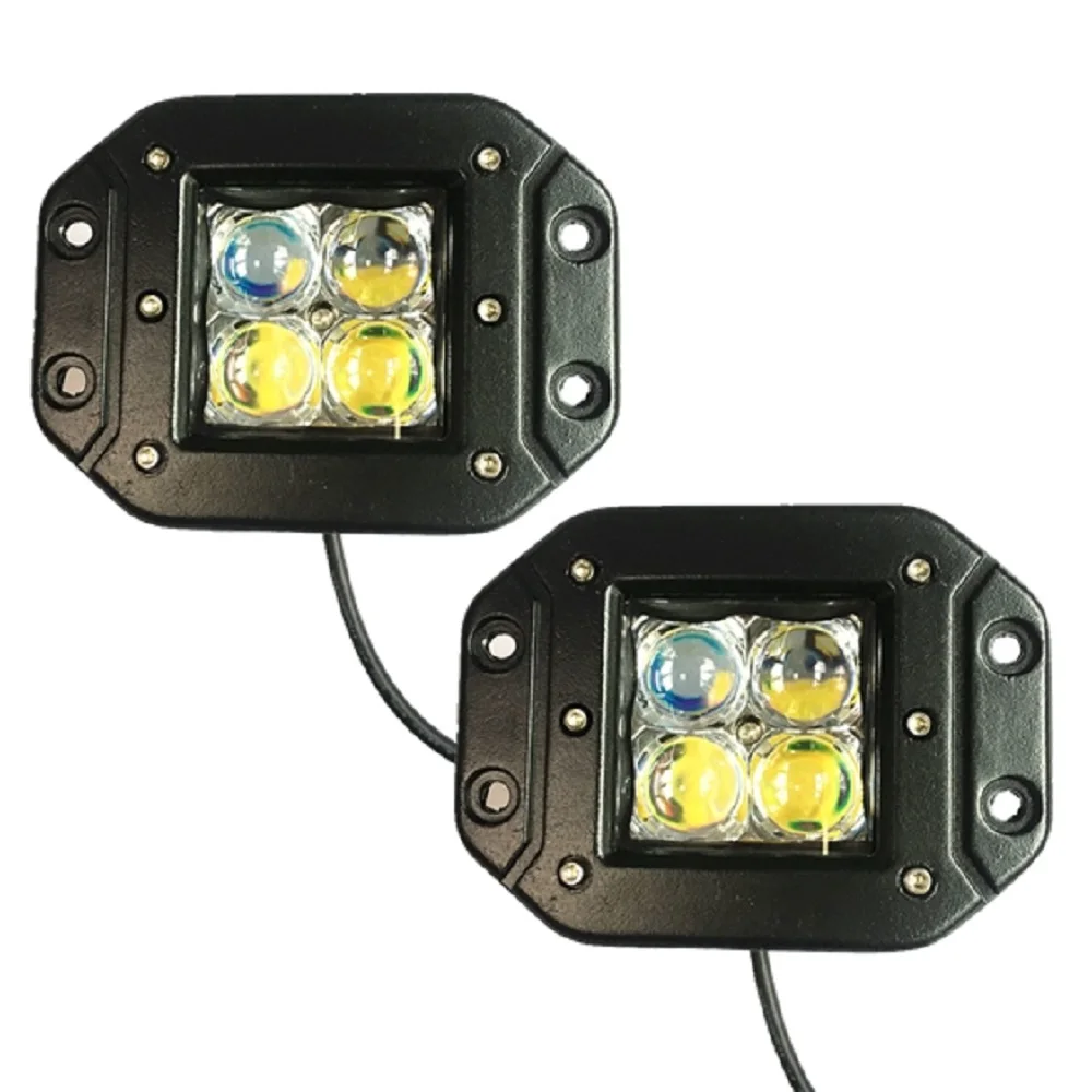 2 шт. 5D 16 Вт светодиодный рабочий светильник 3X3 дюйма Pod RGB цвет Bluetooth приложение управление автомобильный светильник для внедорожника ATV SUV 12 В 24 В с бесплатной жгут