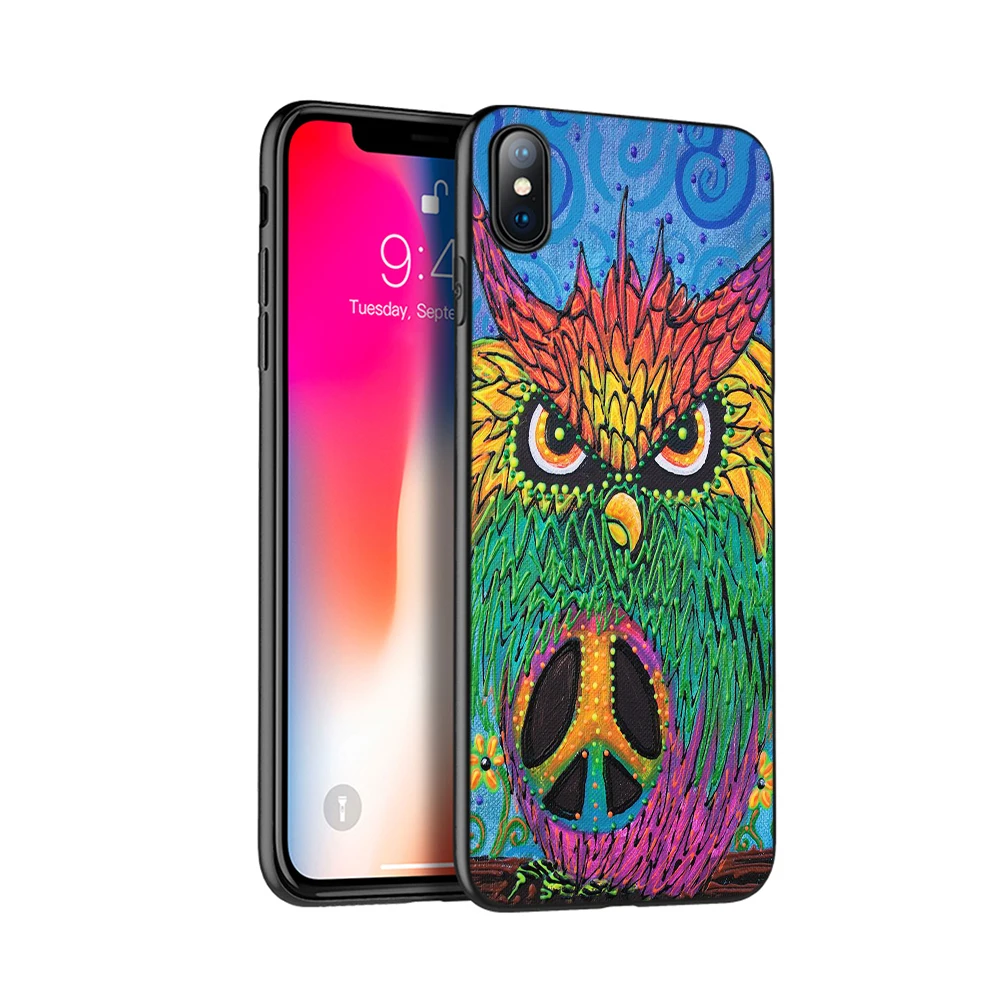 Черный чехол из ТПУ для iphone 5 5s SE 2020 6 6s 7 8 plus x 10 XR XS 11 pro MAX в стиле хиппи