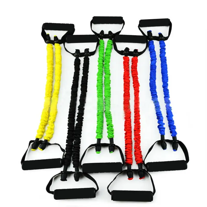

Cord Covered Resistance Bands with Padded Handles Yoga Pull Rope Fitness Workout Sports Bands