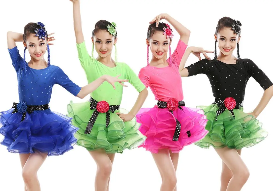 FEECOLOR шикарное платье с бриллиантами для детей балет латинских танцев джаз