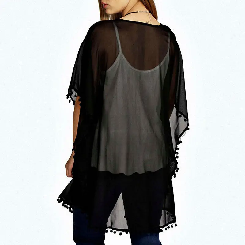 Шифоновые Топы с кисточками шаль кимоно кардиган Blusa Feminina 2016 Женская