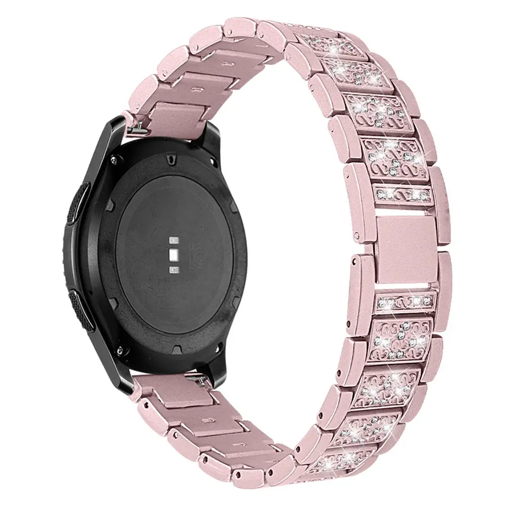 Rose Pink Шикарные часы, украшенные драгоценными камнями ремешок для samsung Galaxy Watch 46 мм 42 мм активный ремешок для часов на замену браслет для samsung gear S3 Classic - Цвет ремешка: Rose Pink