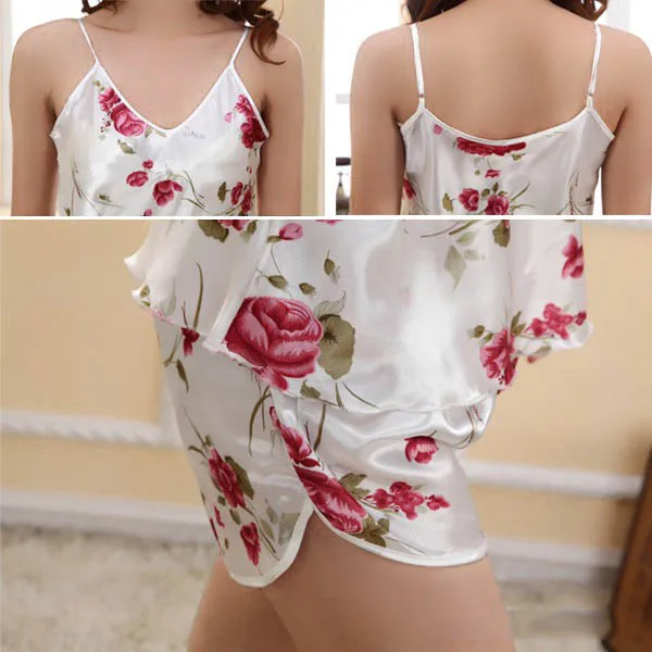 Новая модная женская пикантная белая Пижама с розами|sleepwear long|sleepwear setsleepwear sale |