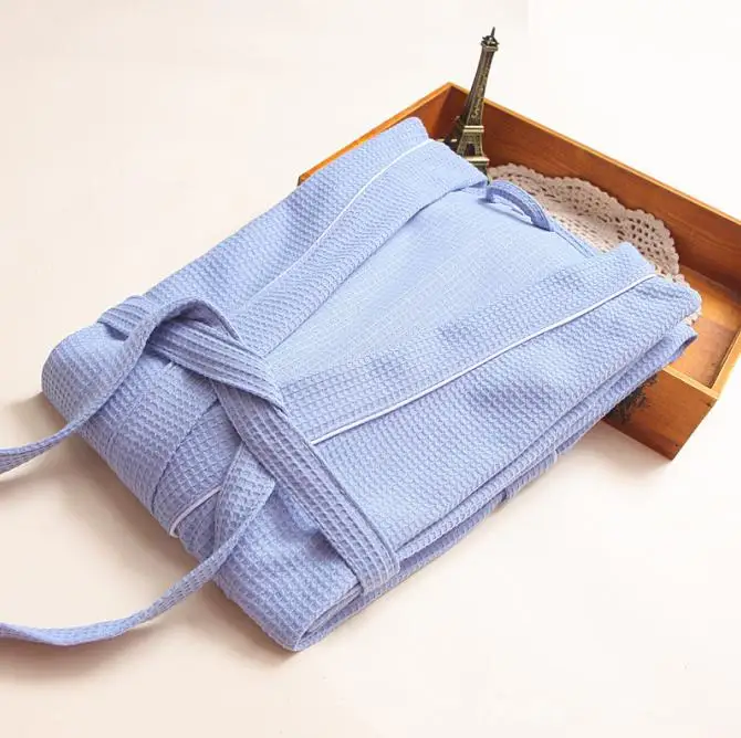 Light blue Летние мужские халаты для отдыха, хлопковые однотонные ночные рубашки, банный халат, банные полотенца, мужской халат для отдыха, тонкая одежда для сна - Цвет: Light blue