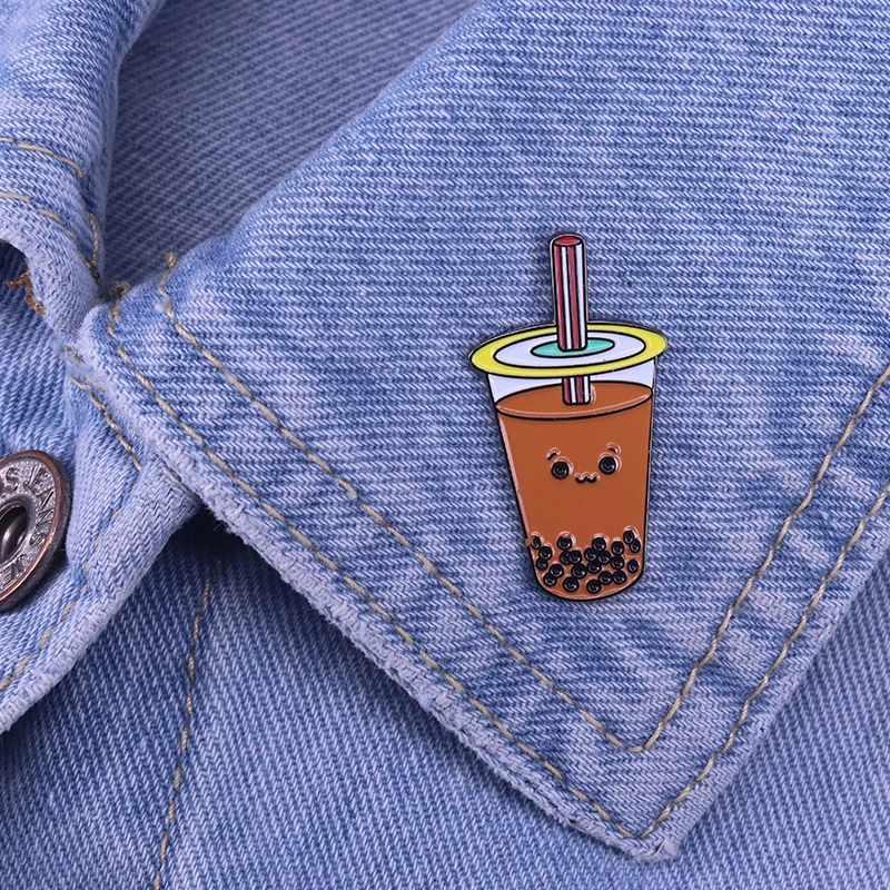 Boba молочный чай брошь милый пузырь чай значок напиток булавка азиатская поп культура ювелирные изделия дети друзья подарок Креативный аксессуар