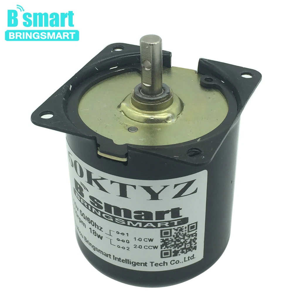 Bringsmart 60KTYZ 220V AC микро-мотор-редуктор 2,5 об/мин-110 об/мин постоянный магнитный двигатель 110 в 14 Вт низкая скорость AC синхронный двигатель