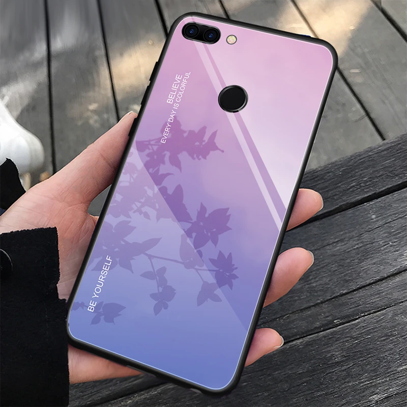 Чехлы градиентного цвета для телефонов Huawei Honor 8X Max 10 Note жесткий стеклянный чехол