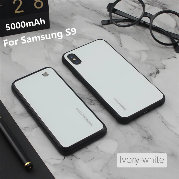 White for S9 5000 мАч беспроводной магнитный чехол для зарядки аккумулятора s для samsung Galaxy S9 Plus Note 8 Note 9 чехол для питания - Цвет: White for S9