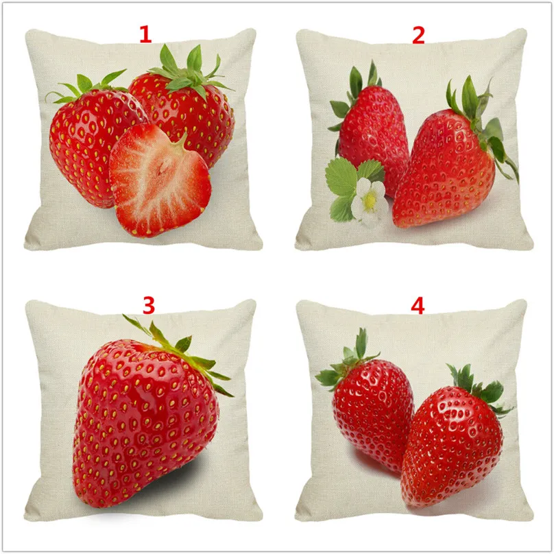 XUNYU мультяшный клубничный узор льняная Подушка Чехол для дивана квадратная