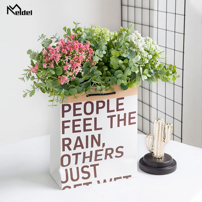 Meldel Wedding Bouquet Bridesmaid Babysbreath Bouquets Artificial White Bunch of Flowers DIY Home Party Office Decor | Свадьбы и