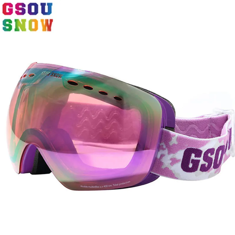 GSOU снежные лыжные очки для мужчин и женщин, уличные многоцветные очки для сноуборда, зимние профессиональные унисекс снежные лыжные спортивные очки