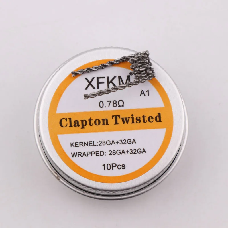 XFKM 10 шт. готовые катушки наполовину шахматный плавленый Clapton катушки 0.27ohm 32GA нагревательный провод для RDA RBA DIY Атомайзер - Цвет: clapton-twi-a1-10