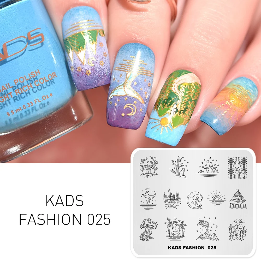 Шаблон KADS для дизайна ногтей Модный День и ночь мечтательная жизнь шаблон