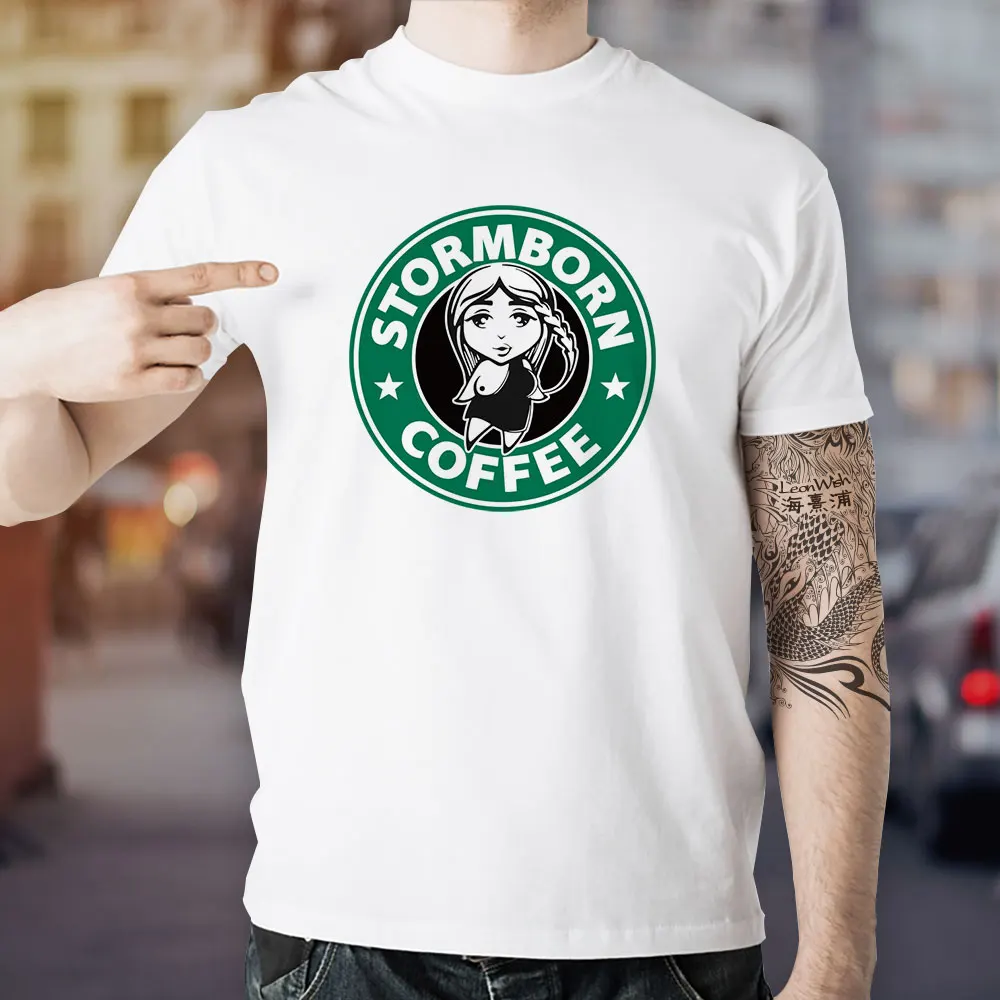 Футболка с героями мультфильма Игра престолов и надписью Stormborn coffee крутая модная