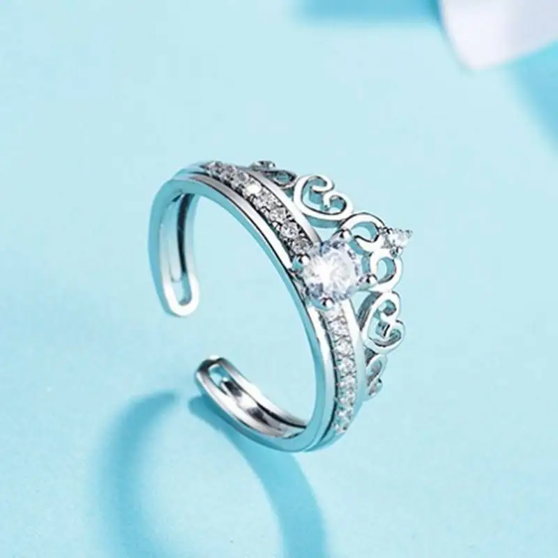 Женское Двухслойное регулируемое кольцо из серебра S925 пробы с инкрустацией