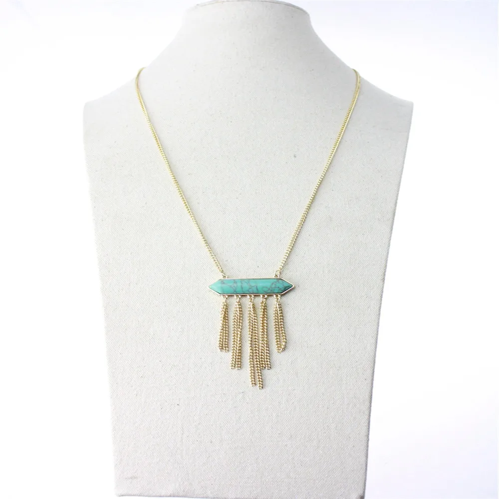 ENZE Бесплатная доставка MS белый камень ожерелья с кисточкой из цепочки в