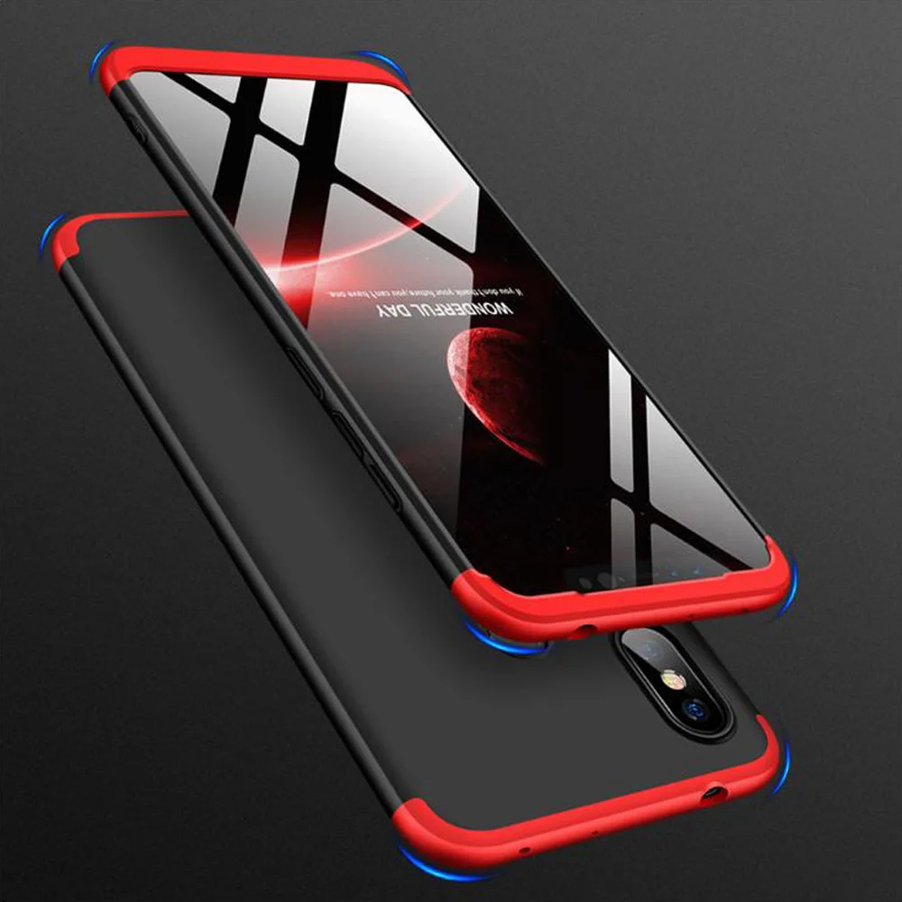 Чехол для Xiaomi Redmi Note 7 / Pro полная защита 3 в 1 армированный чехол с закаленным