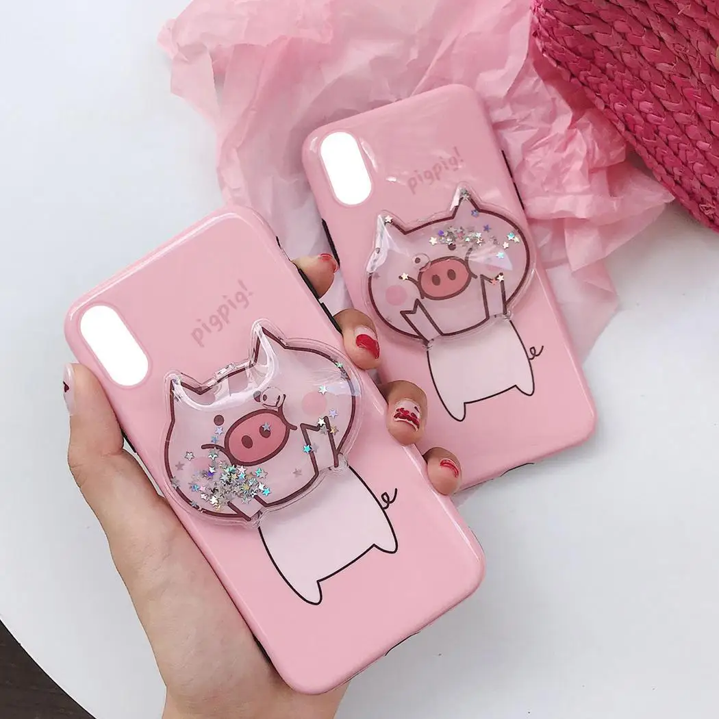 Cartoon Animal Pattern Soft TPU Phone Case Cover For Pig iPhone Pink |