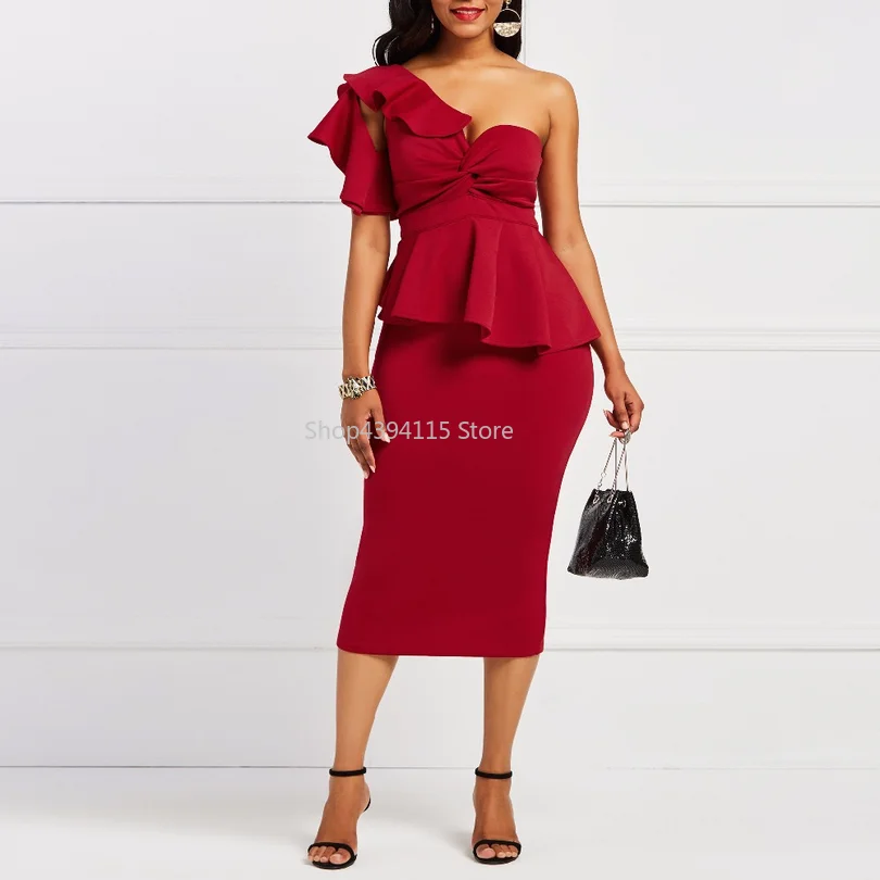 Для женщин одно плечо с открытой спиной Bodycon плиссированные плотно оборками