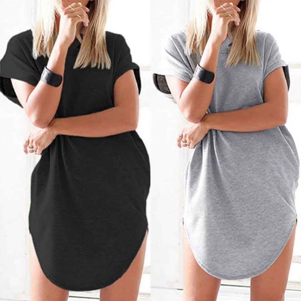 Женские повседневные Летние Короткие топы размера плюс вареный туника с длинным