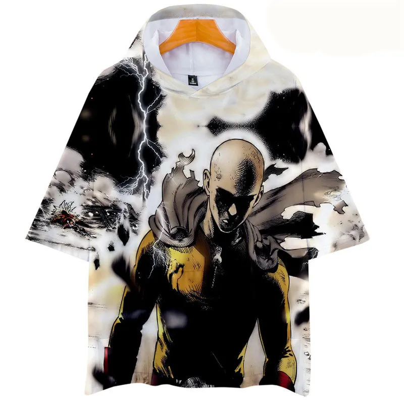 Anime ONE PUNCH-MAN Saitama Cosplay Fashion Casual 3D Cap Short Sleeve T-Shirt Blouse | Тематическая одежда и униформа