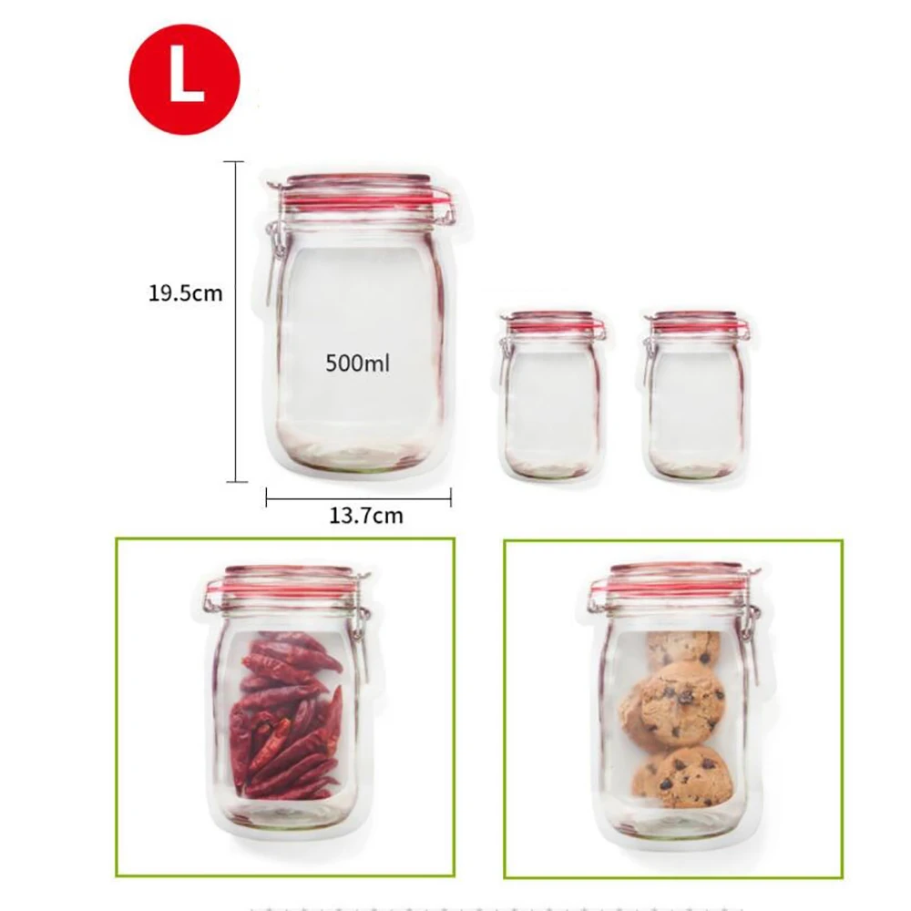 10 шт. Mason Jar с узором, сумки для хранения продуктов, набор кухонных органайзеров, детские закуски, свежие сумки, сумки для хранения продуктов 29