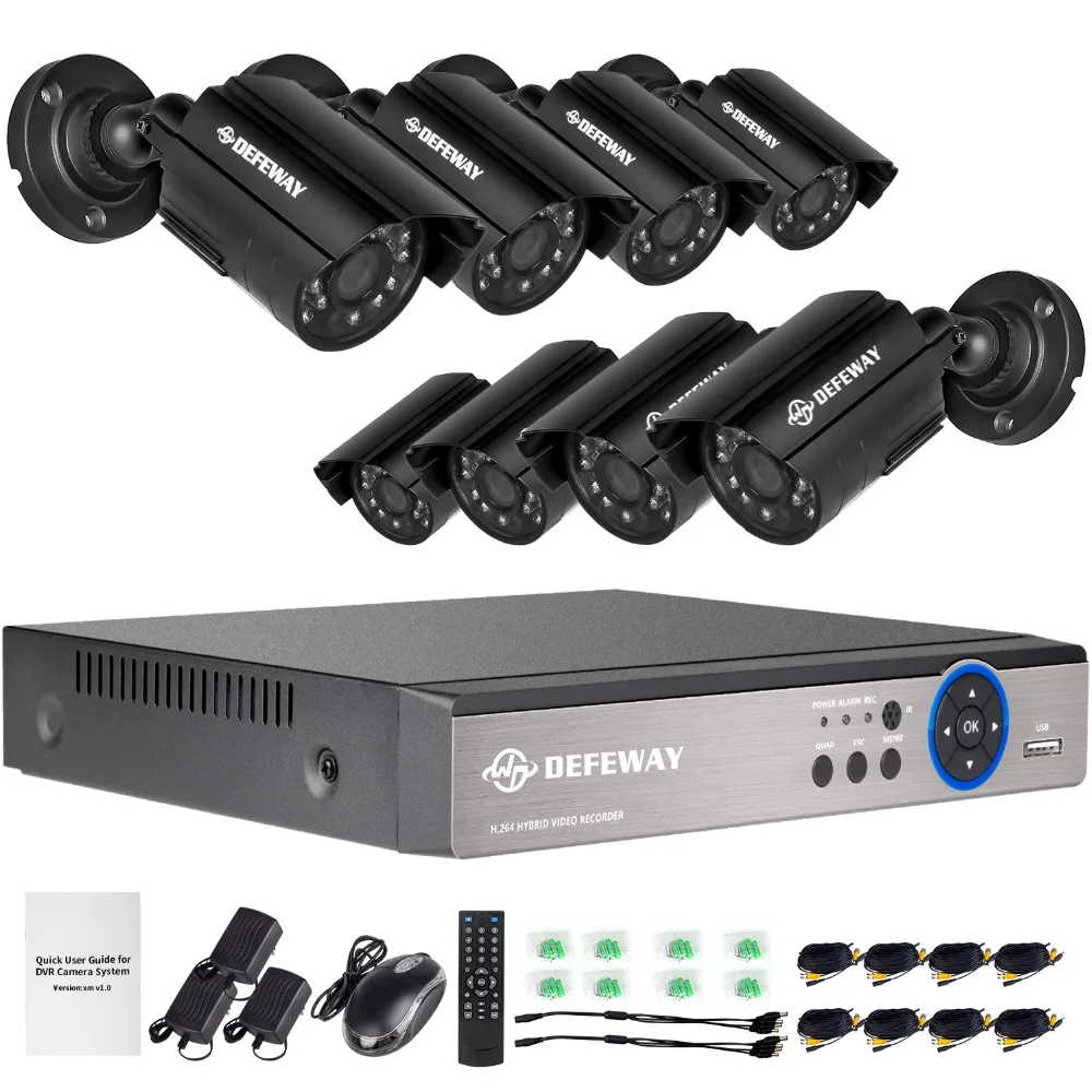 DEFEWAY 1080N HDMI DVR 1200TVL 720P HD наружная система камер домашней безопасности 8CH видеонаблюдения DVR AHD CCTV Kit seguridad