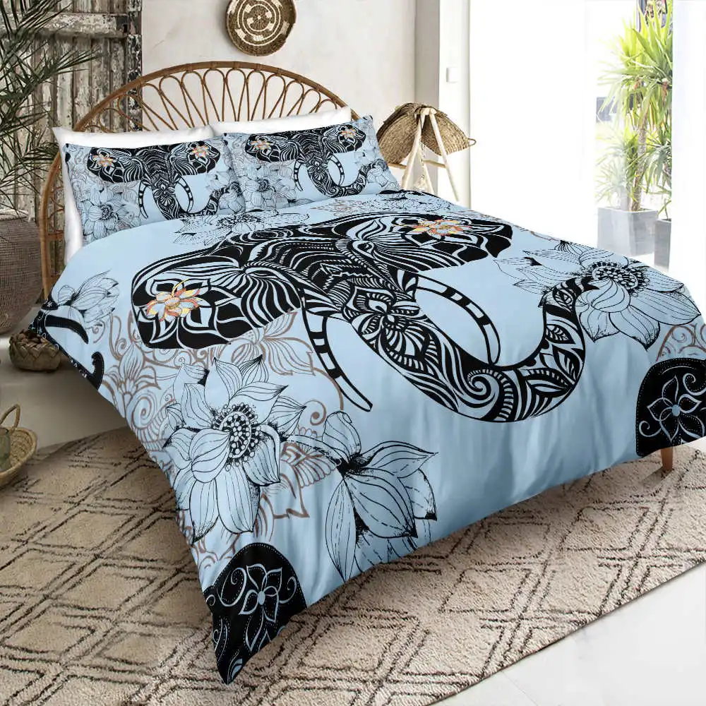 Комплект постельного белья большого размера с изображением слона и