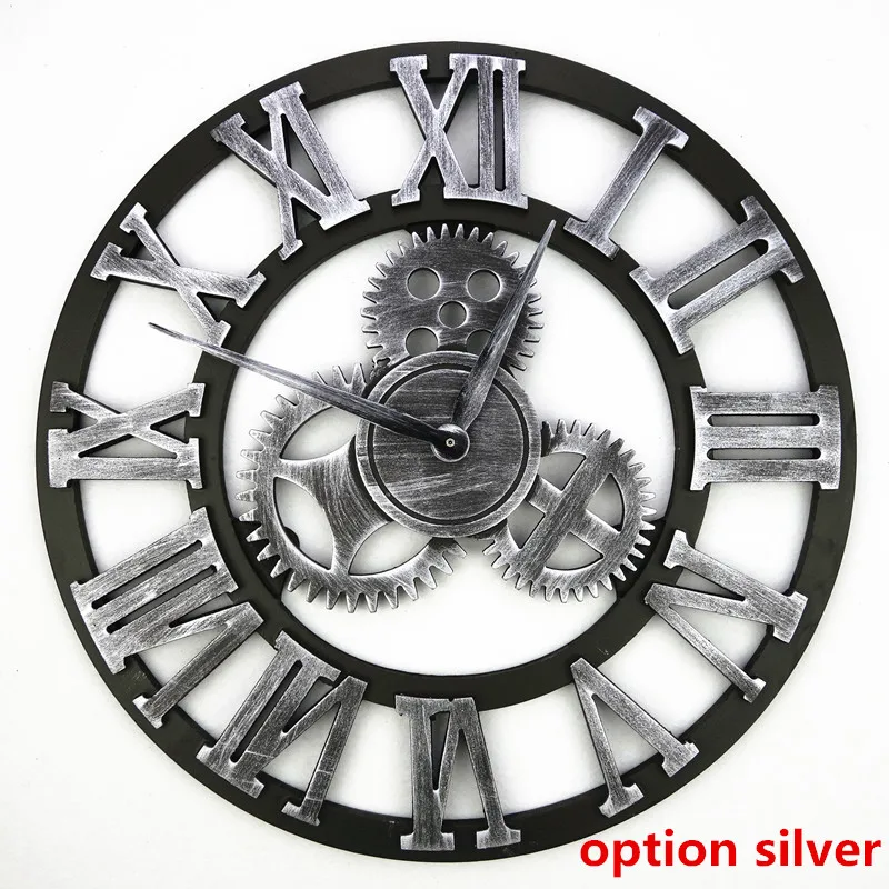 

3D wall clock oversized retro rustic clock decorative luxury art big gear wooden large wall clock on the wall handmade 20 inche