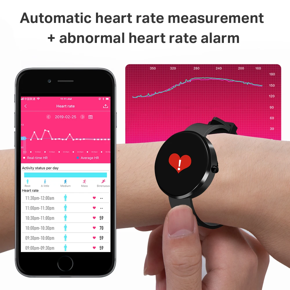 Timethinker Фитнес трекер Смарт часы IP68 Водонепроницаемый сердечного ритма крови