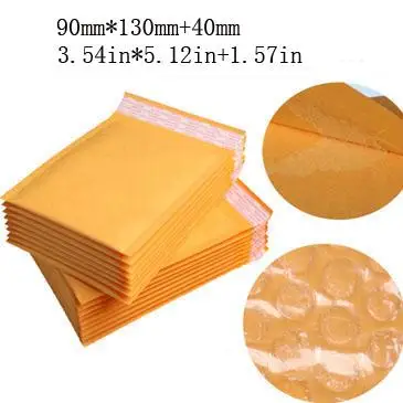 

100 Pcs/pack Yellow Bubble Envelope Wrap Bag Pouches Packaging PE Bubble Bags Kraft Bubble Mailers Pad 90*130+40mm Wholesale jk7