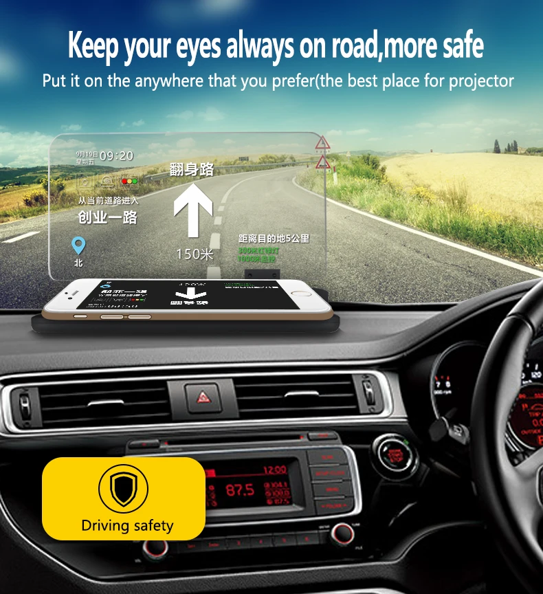 6 дюймов Универсальный H6 автомобильный HUD Дисплей проектор телефон Навигация