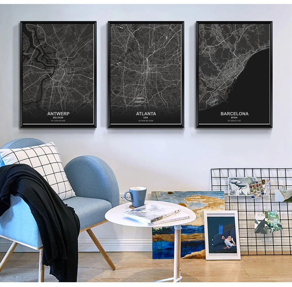 Плакат Антверпен Атланта Барселона Белфаст Берлин художественные принты