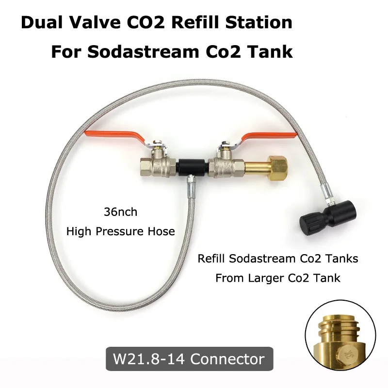 W21.8-14 Silver Sodastream Делюкс двойной Клапан СО2 Заправка станция зарядки адаптер с 37 дюймов шланг CGA320 и W21.8-14(DIN 477 - Цвет: W21.8-14 Silver