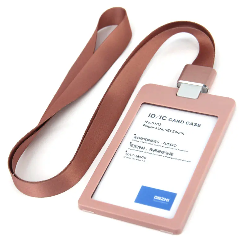 V pink set DEZHI Флип Бизнес ID IC Держатели карт для офисного персонала, экологически чистый пластиковый материал бейдж держатель с оригинальными цветами ремешок - Цвет: V pink set