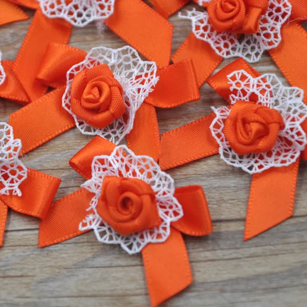 Orange 24 шт 40 мм* 35 мм Разноцветные Ленты Цветы DIY Аппликации Аксессуары для одежды A035 - Цвет: Orange