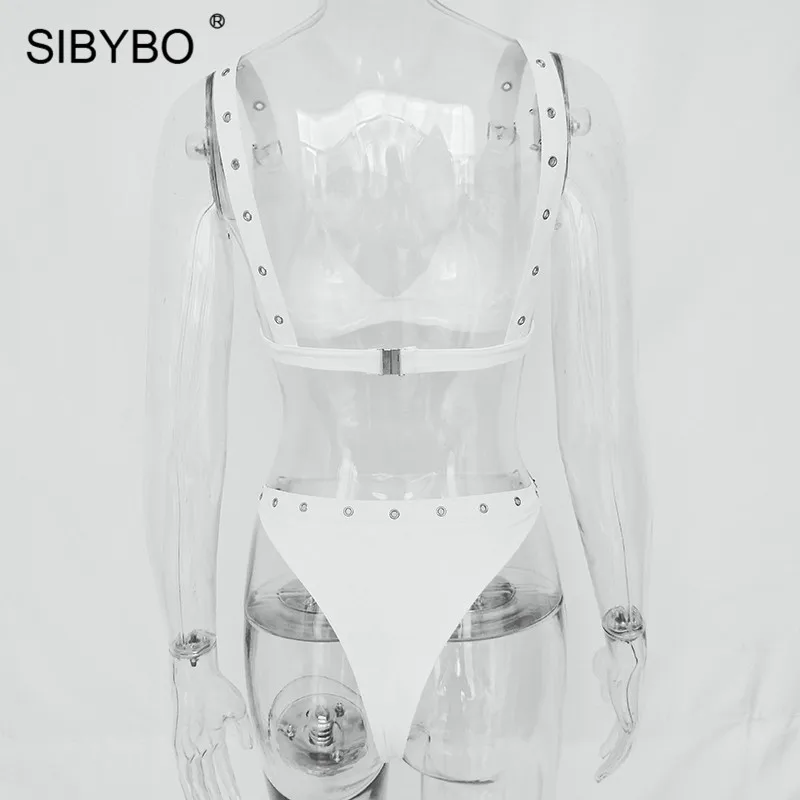 Sibybo, регулируемый ремень, спагетти ремень, сексуальный боди для женщин, v-образный вырез, обтягивающий комплект из двух предметов, женский комбинезон, пляжные женские комбинезоны