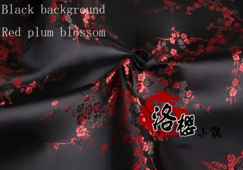 Red Plum and Black Китайский костюм Хана Соло из Звездных Войн Платье Халаты Ципао одежда кимоно атлас цветок сливы дамасской ткани - Цвет: Red Plum and Black